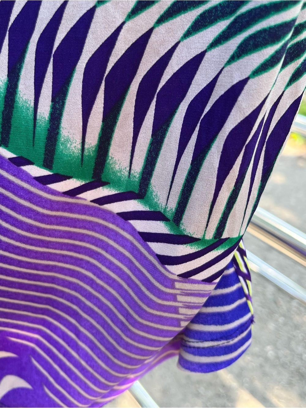 Jennifer Lopez Purple Green Abstract Cowl Neck Tunic Top - Picture 5 of 8